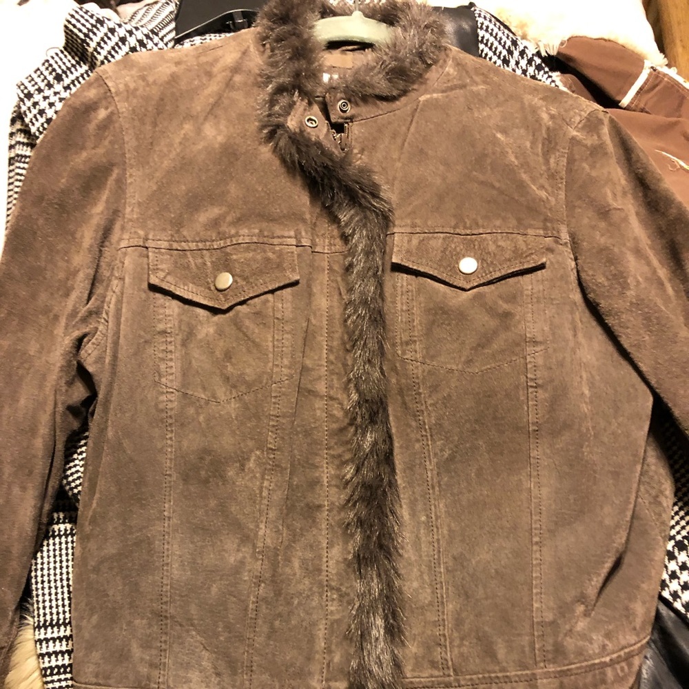 Suede and faux fur jacket
